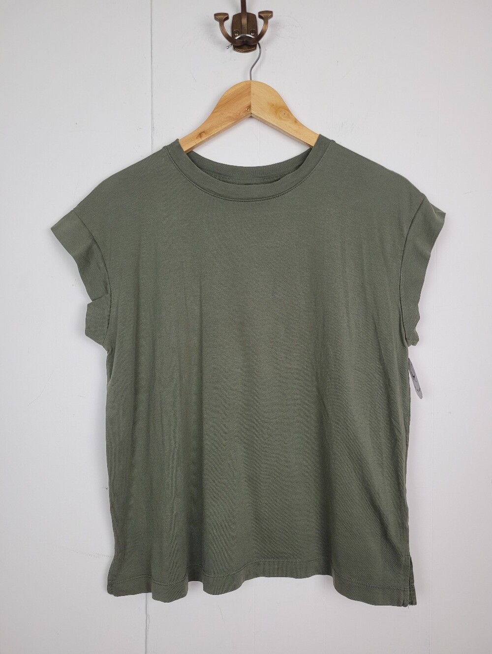 A New Day Medium Olive Green Supima Cotton Short Sleeve Top